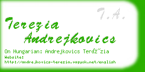 terezia andrejkovics business card